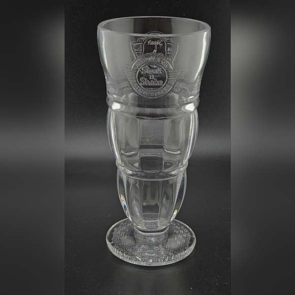 Steak 'n Shake Restaurant Glass Milkshake Sundae Soda Heavy Embossed Logo 8.25” - Picture 4 of 4